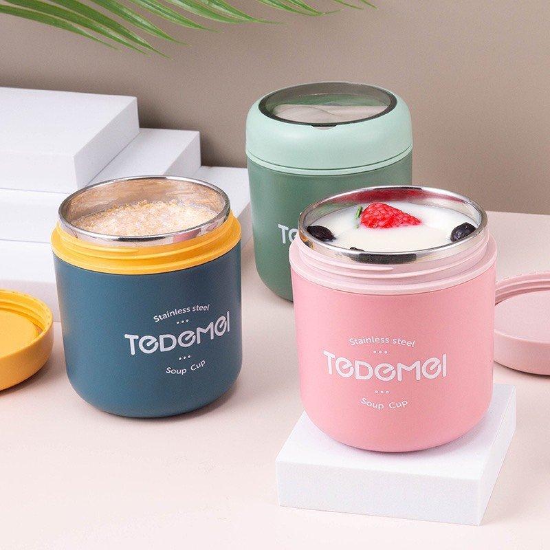 (Tặng kèm thìa) Bình ủ cháo, giữ nhiệt lõi inox 304 không gỉ TEDEMEI dùng mang cháo ra ngoài cho bé Hộp Thìa