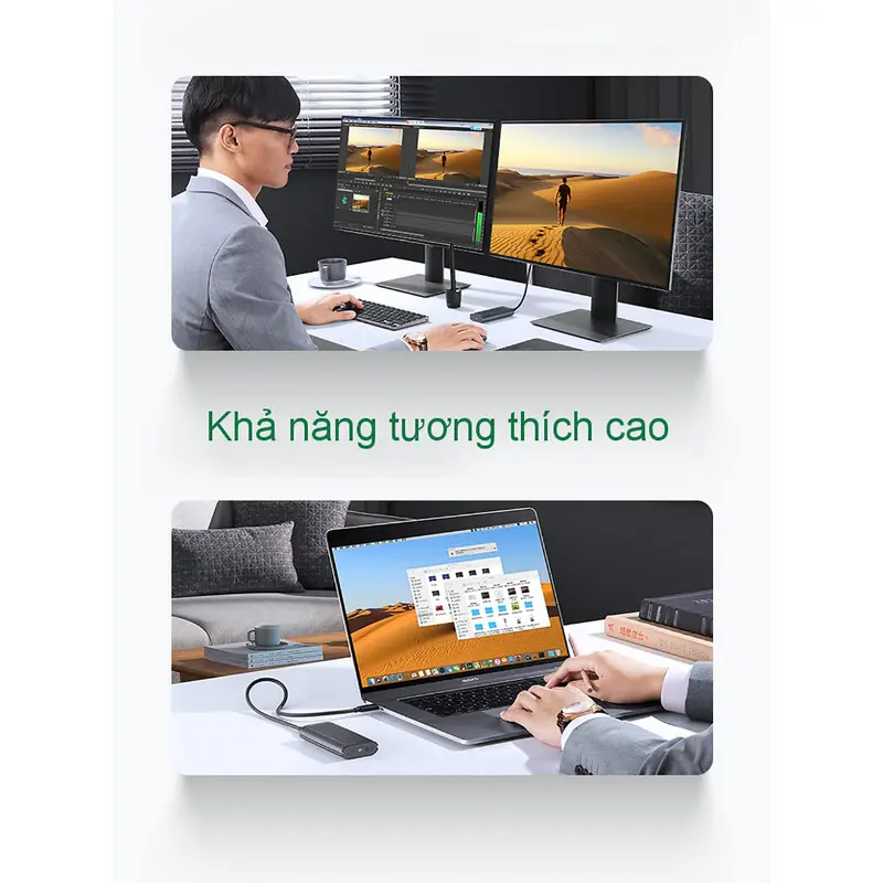 Hộp đựng ổ cứng Thunderbolt 3 Ugreen 80336 CM343 SSD NVMe M.2,Tốc độ 40Gpbs ,Kèm cáp Thunderbolt 3 0.5M 3