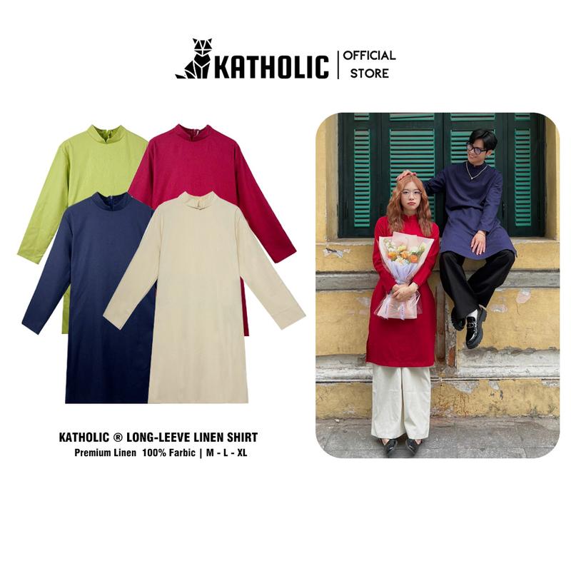  Áo Dài Cách Tân Nam Nữ Basic Local Brand KATHOLIC Chất Liệu Premium Linen Dáng Suông Dịp Lễ Tết 2026 KAT027 