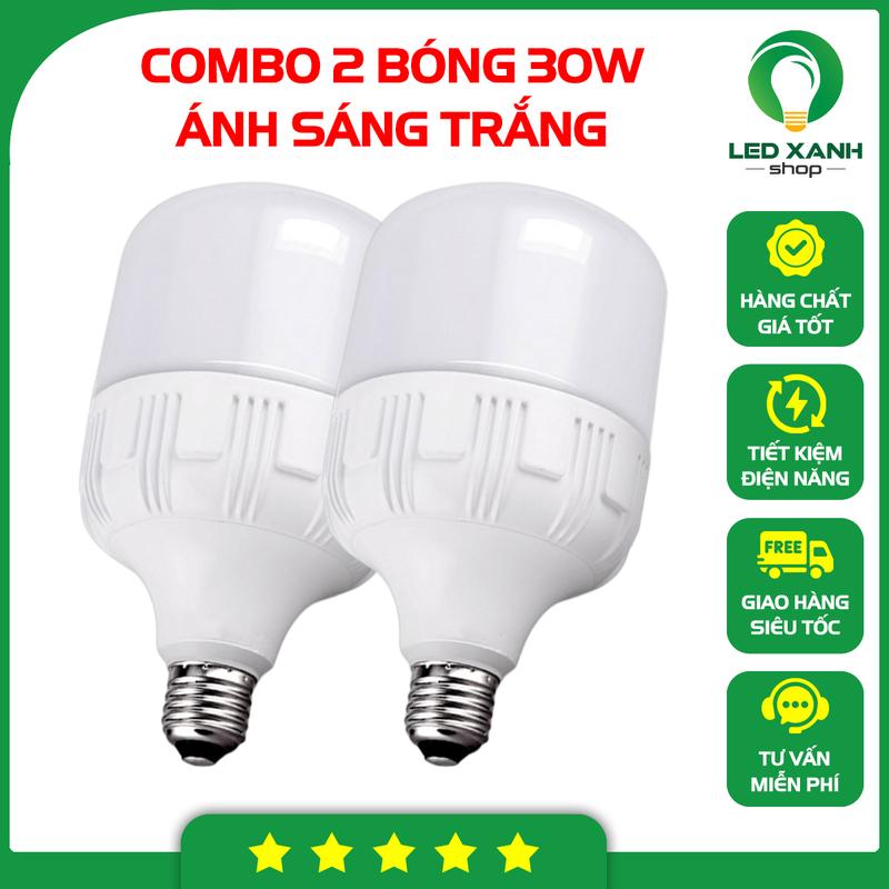 Bộ 2 bóng đèn Led trụ 30W 220V Siêu sáng - tiết kiệm điện (Trắng) Bảo hành: 12 Tháng