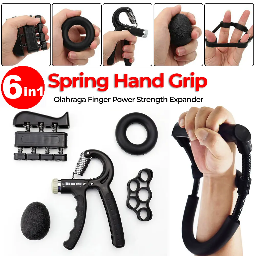 6 in 1 Fitness Spring Forearm alat fitnes latihan olah raga otot lengan Hand Grip finger Olahraga Tangan