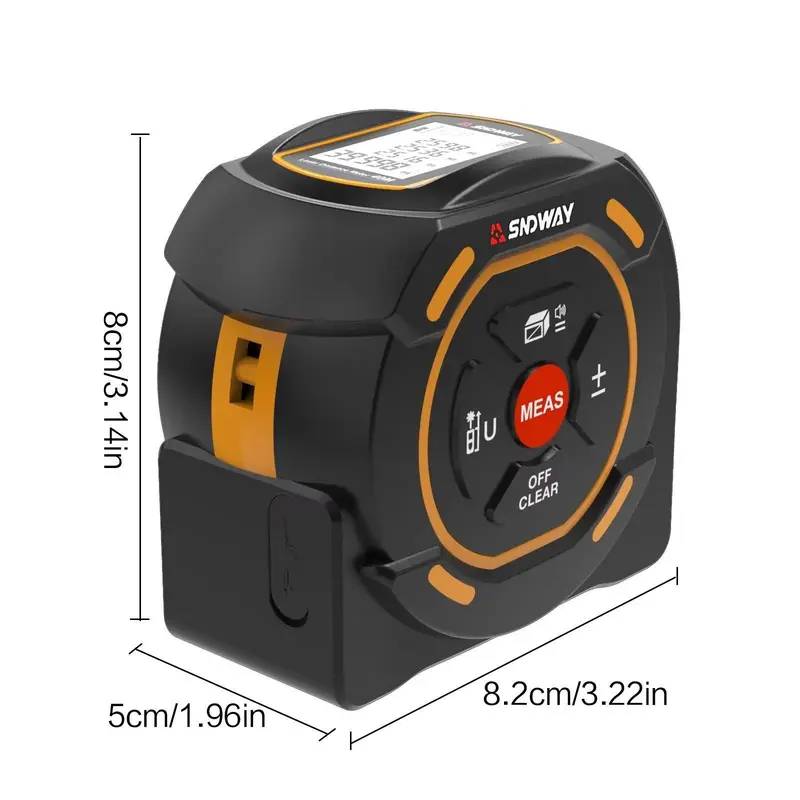 2 in 1 Laser Rangefinder, USB Rechargeable High Precision Digital Measuring Tool, Portable Handheld Measuring Tool for Home Decor, Construction 1