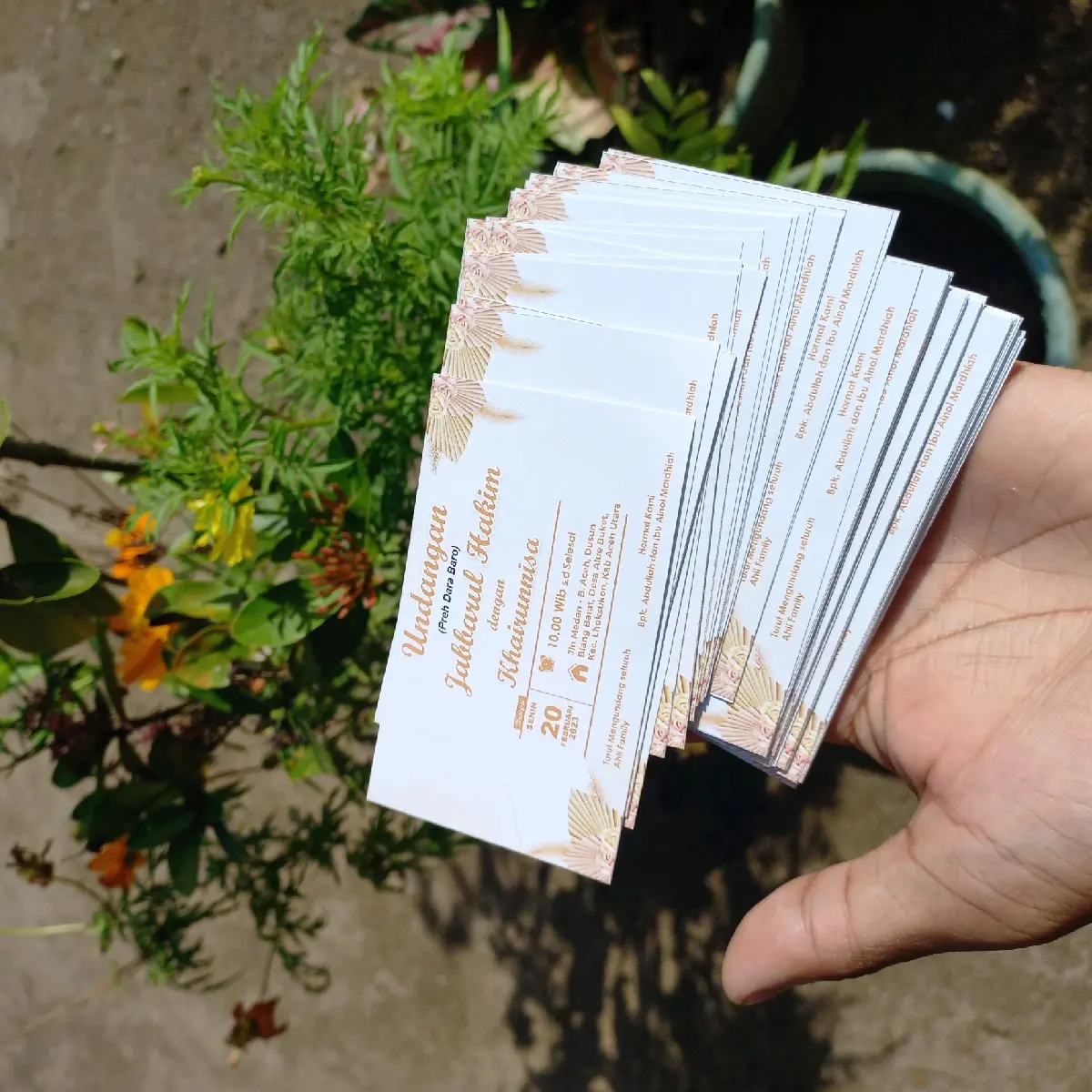 (100 Pcs) UNDANGAN PERNIKAHAN MINI Kartu Kertas Plastik