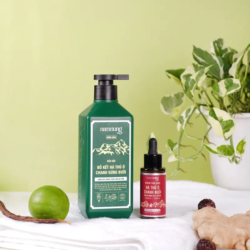 Combo dầu gội thảo dược bản giảm dầu kèm serum Nam Nung hỗ trợ giảm rụng, hỗ trợ mọc tóc con Dưỡng Tóc Chăm Sóc Tóc 1