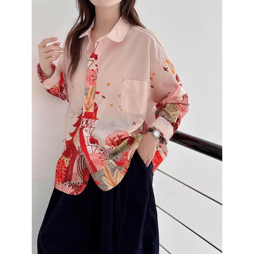 [ready stock]CHICMORE atasan kemeja motif unik terbaru dengan kancing sebaris dan variasi saku cantik