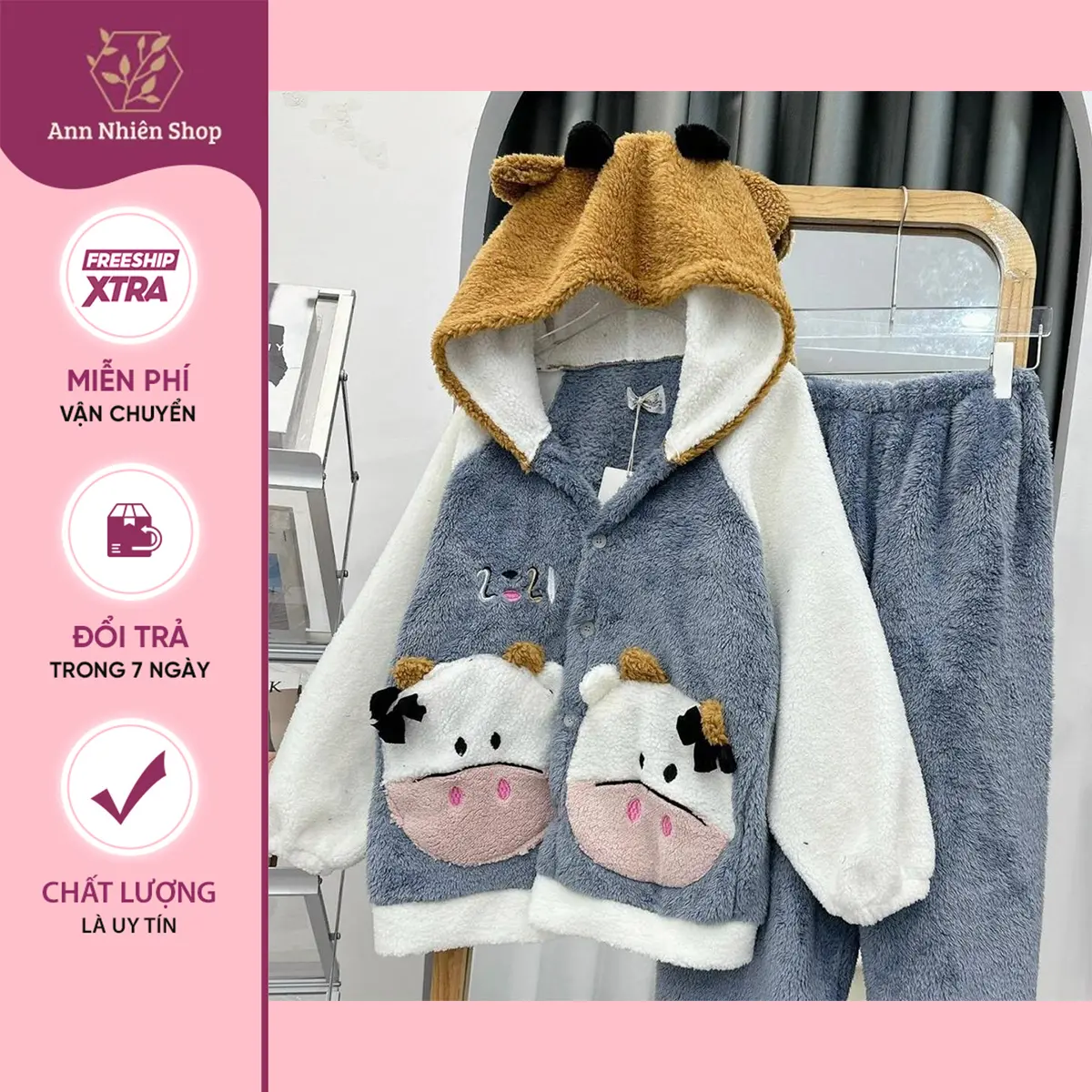 [FREESIZE] SET Đồ bộ của nữ lông cừu, Đồ bộ nữ ủ kem bò sữa size 60kg dưới 1m6 Xinh xắn ấm áp Mùa Đông Ann Nhiên Shop