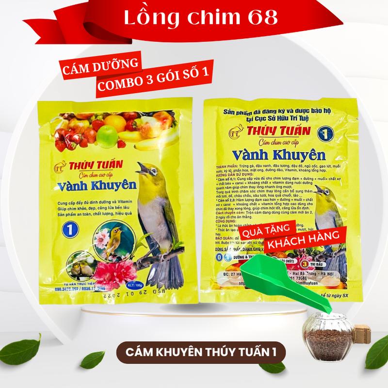 Combo 3 gói cám thúy tuấn khuyên số 1 - Thức ăn cho chim cảnh gói 100gr Tặng xúc cám