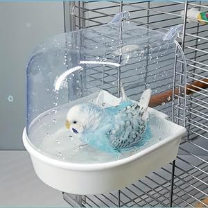 Bañera transparente para pájaros, 1 unidad Baño para loros, Comedero y bañera para pájaros, Artículos para pájaros como mascotas, Accesorios para jaula de pájaros, Artículos de aseo para pájaros