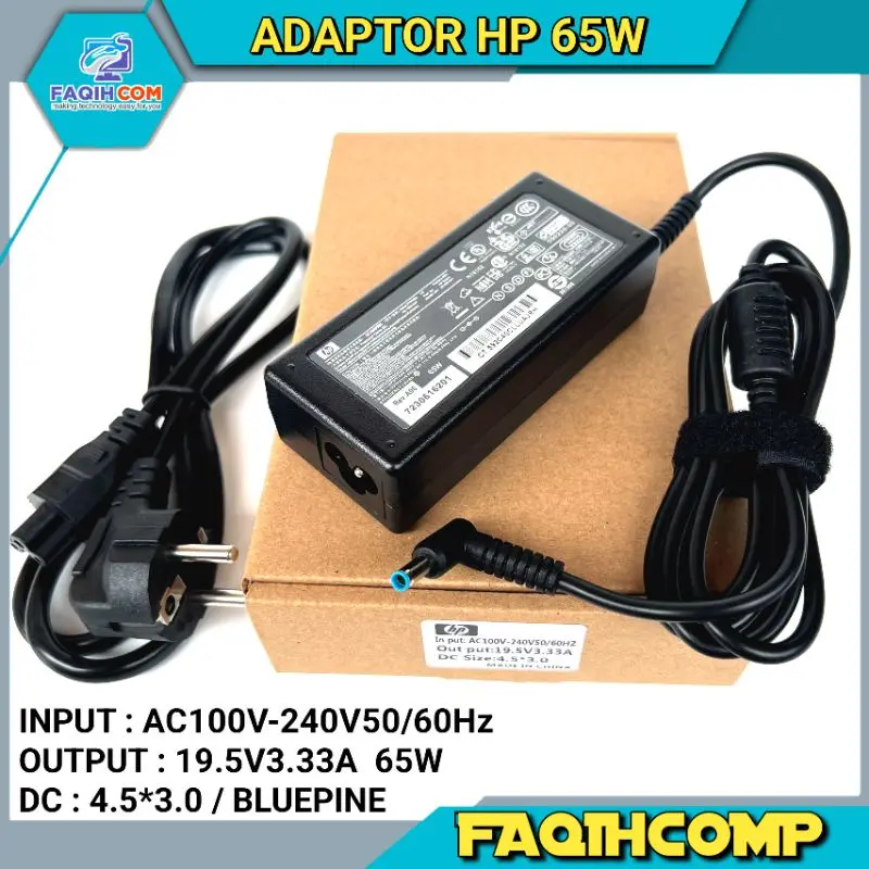 Adaptor Charger Laptop HP EliteBook 240 G4 250 240 G6 240 G7 Pavilion Envy 14 15 19.5V 3.33A Blue Pin