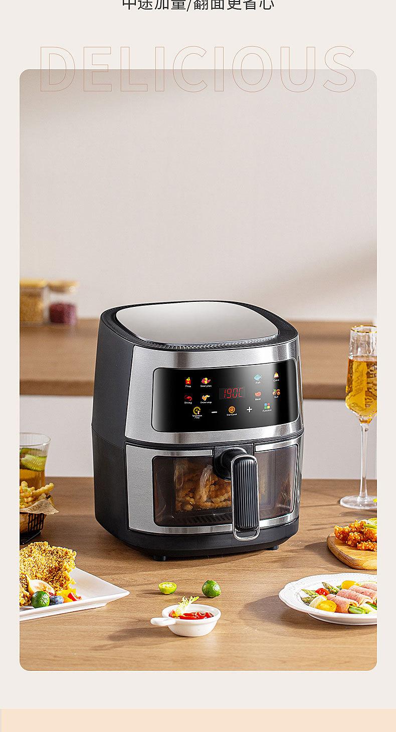 Product Introduction of Touch Screen Air Fryer New Homehold Multi-Function Intelligent Deep Frying Pan Transparent Visualization Oven Large Capacity 5L 2