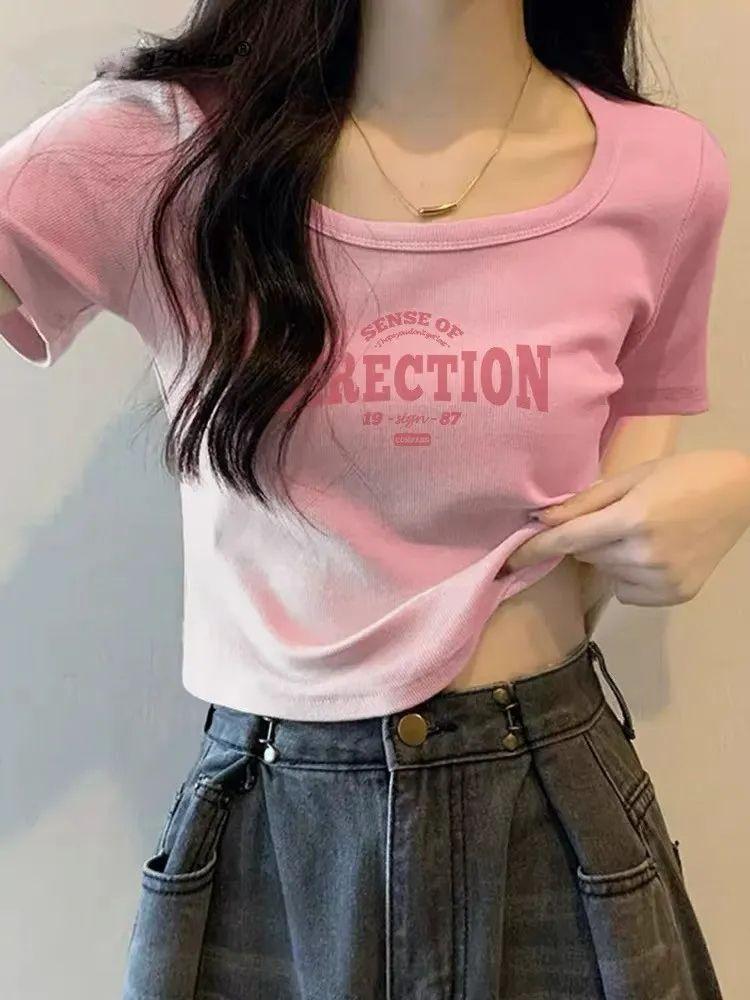 Product Introduction of Áo Thun ngắn Tay Cổ Vuông, Dành Cho Nữ, Dáng Ôm, Ngắn, Cạp Cao, Ôm Vừa Vặn, Áo Crop Top Độc Đáo Mùa Hè, Ngắn, Vai Thông Thường, Thích Hợp Cho Bé Gái Nhỏ Năm 2025 [1481 Đánh Giá Tích Cực] 10