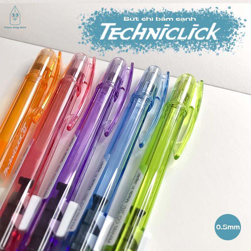 Bút chì bấm cạnh Pentel Techniclick nhựa trong cỡ ngòi 0.5mm