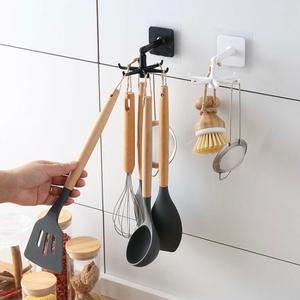 Giá Tròn Treo Đồ Nhà Bếp 6 Móc Xoay 360 Độ, Dán Tường, Treo Đồ Đa Năng (Loại Mới) Treo Tường