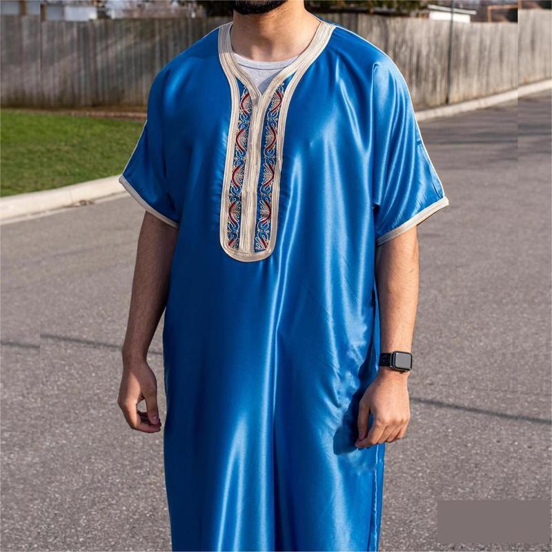 Muslim Dress Casual Robe Islamic Clothing Short Sleeve Juba Thobe ...