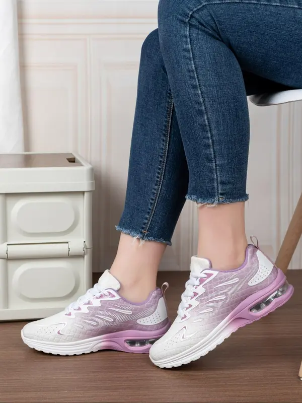 Women's Ombre Print Lace Up Running Athletic Shoes, Casual Breathable Comfortable Sports Shoes, All-match Non-slip Walking Shoes Footwear for Daily Training Wear 2