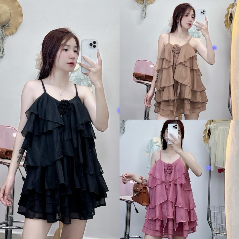 Bộ yếm chân váy tua ra chất voan tơ ánh kim By Nguyễn Thảo T126