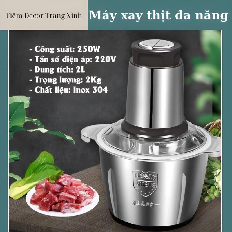 Máy xay thịt, máy xay đa năng, công suất 200W, cối inox304, 4 lưỡi dao sắc bén máy  xay  thịt  đa  năng