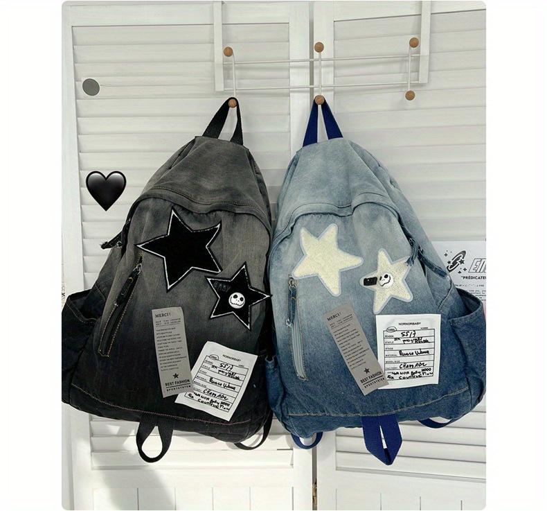 Product Introduction of Vintage Style Tie-Dye Denim Backpack, Large Capacity with Adjustable Straps - Fashion Backpack for School and Commuting 26