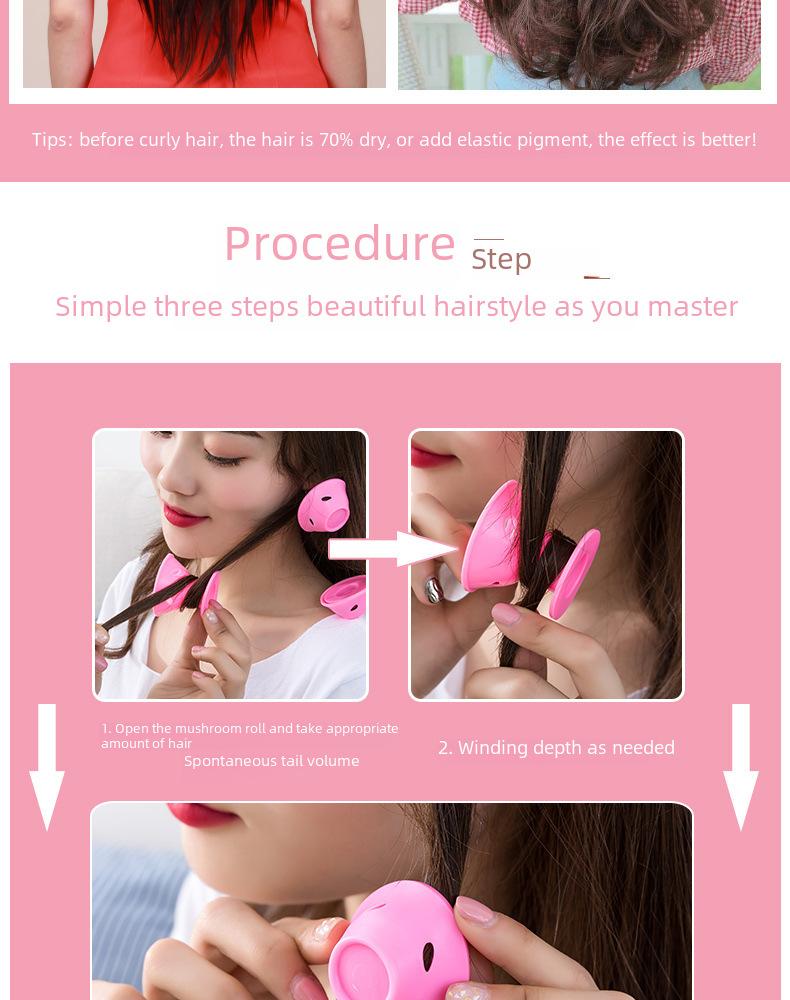 Product Introduction of Factory Direct Sales Mushroom Hair Curler Bell Hair Curler Hair Roller Silicone Hair Curler Eight-Character Bangs Roller Haircare Heatless 5