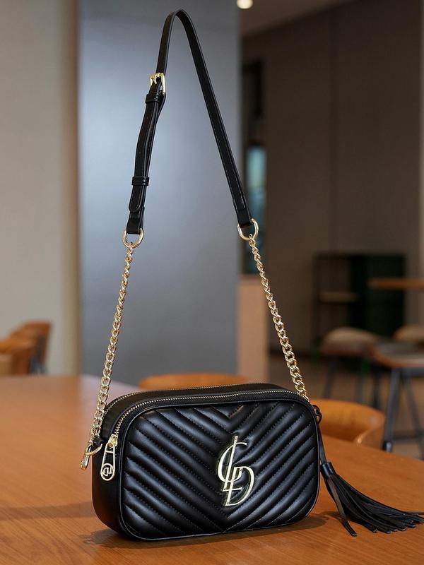 Women's Fashionable Solid Color Quilted Crossbody Bag, Casual Versatile Zipper Shoulder Bag for Daily Used, Trendy All-match Commuter Bag 6