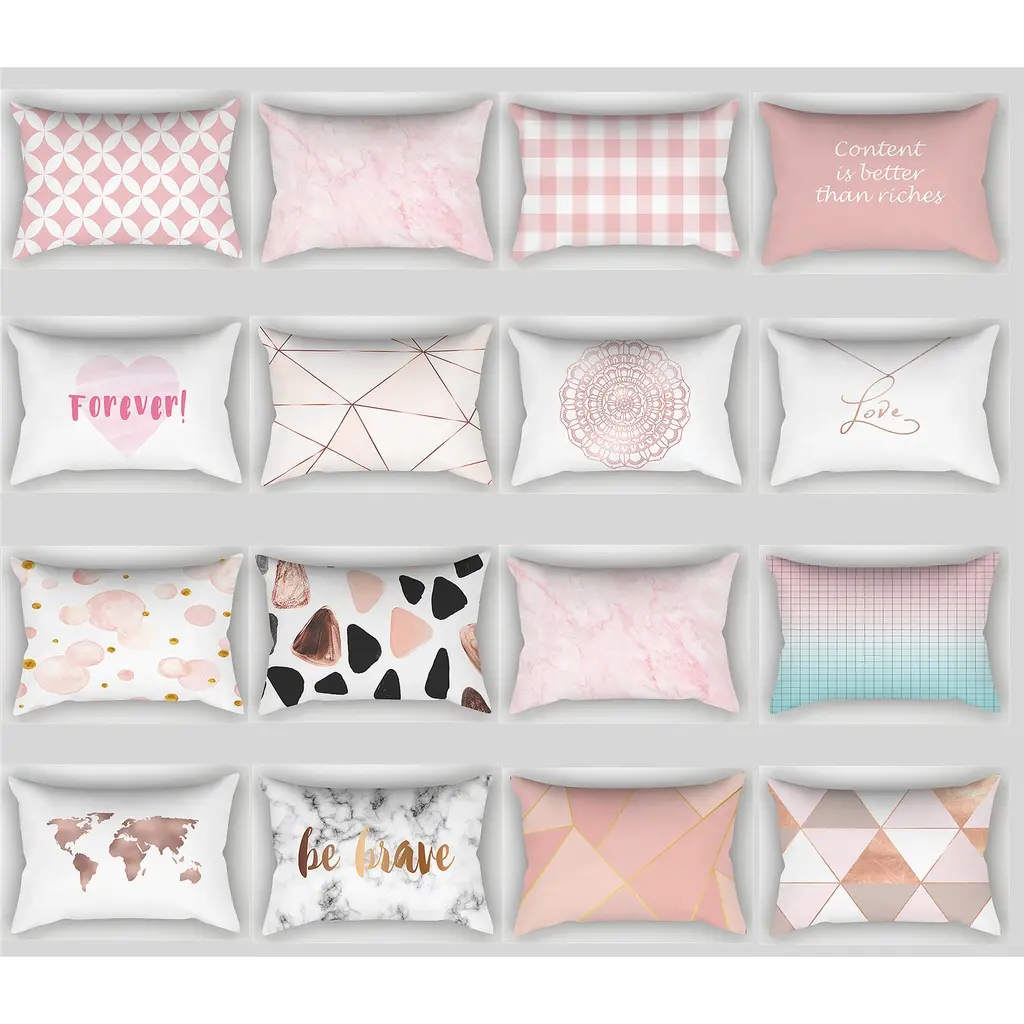 Double Side Print Pillow Case 35×50 40x60. 50x75 Pink Cushion Cover,Home Decor Sofa Cushion Pillow Cover