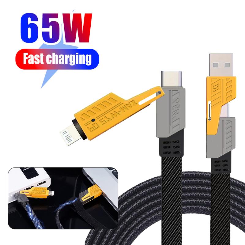 Bộ sạc nhanh 4 trong 1 65W Type C cho Android Cáp dữ liệu bện 27w usb sang iOS cho iPhone 14 pro max Samsung xiaomi huawei vivo OPPO Phone Phụ Kiện - Bảo hành 12 tháng