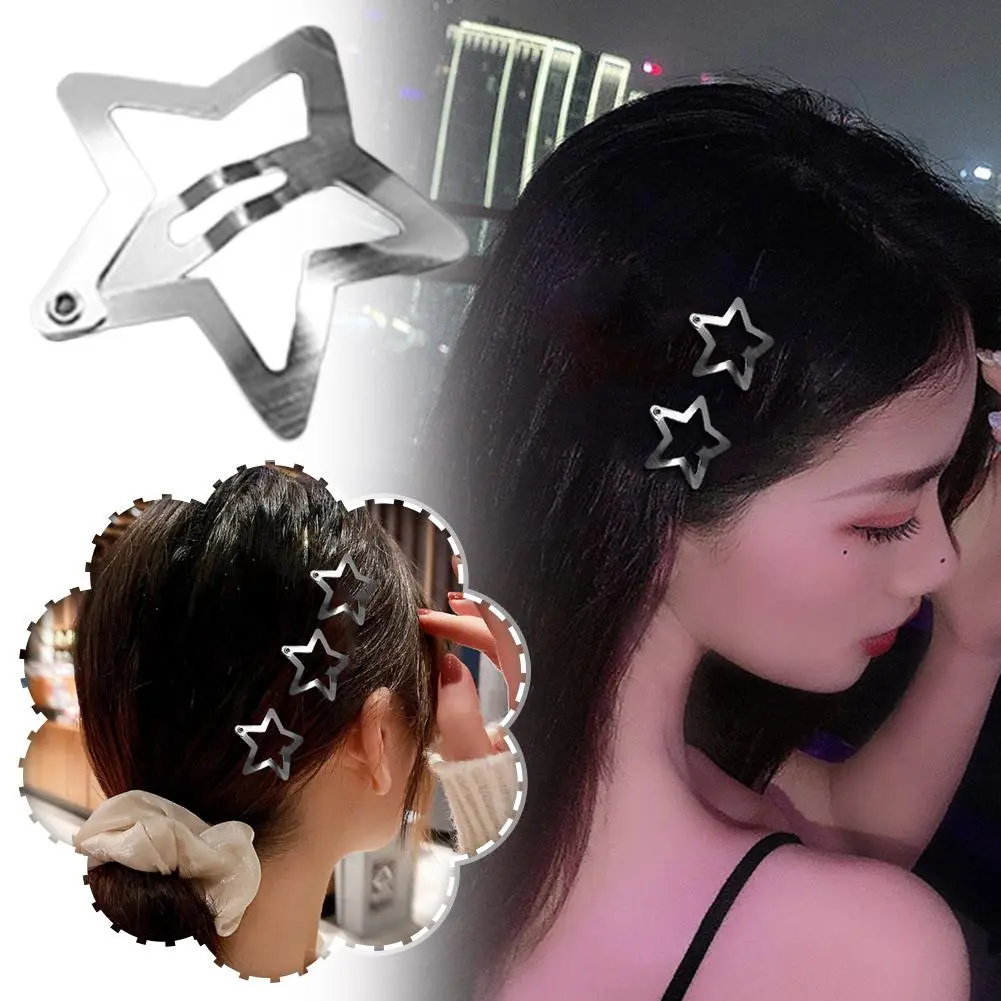 Cute Elegant Hairpin No Slip Sparking Star Metal Fashion Hair Hairclips Mini Metal Snap Clip Pentagram Hairpin
