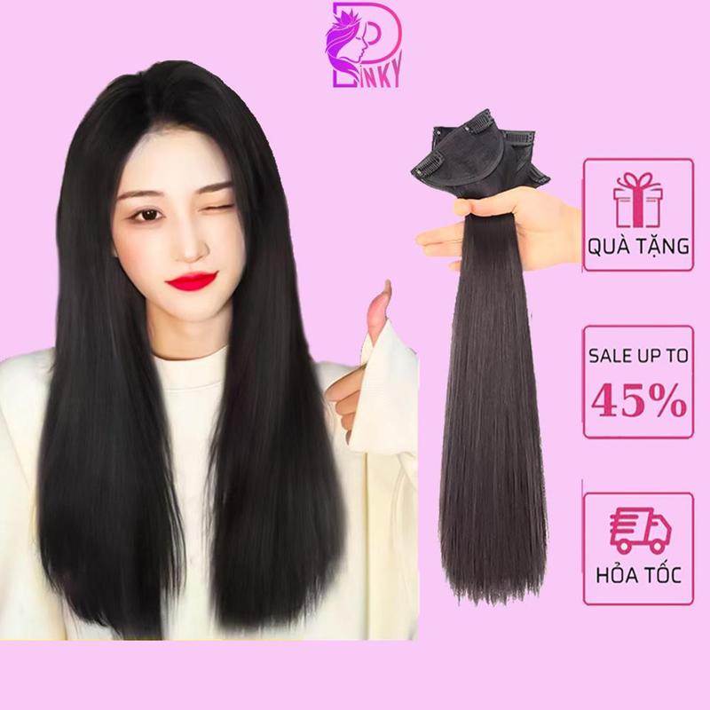 Tóc giả kẹp thẳng cao cấp pinky, tóc giả nửa đầu làm dày tóc tự nhiên cao cấp phong cách hàn quốc