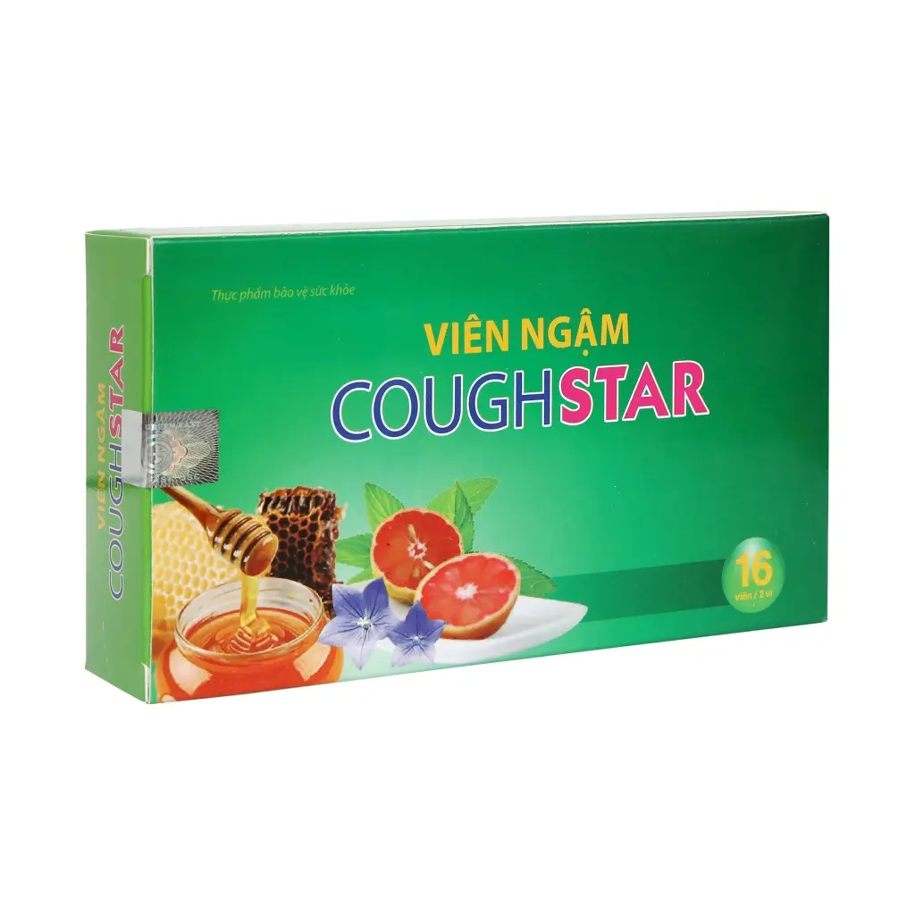 Viên ngậm ho thảo dược COUGH STAR (16 viên) viên ngậm đau họng bổ phế trừ ho long đờm