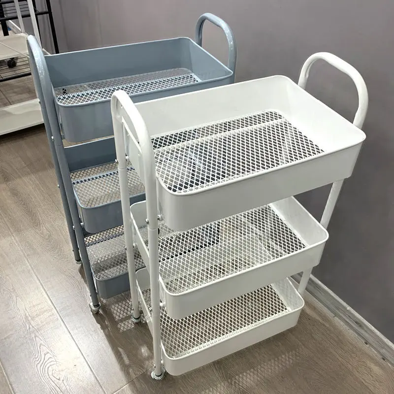Handcart Storage Shelf Floor Multi-storey Household Bedroom Mobile Snacks Kitchen Multi-functional Storage Shelf Wholesale