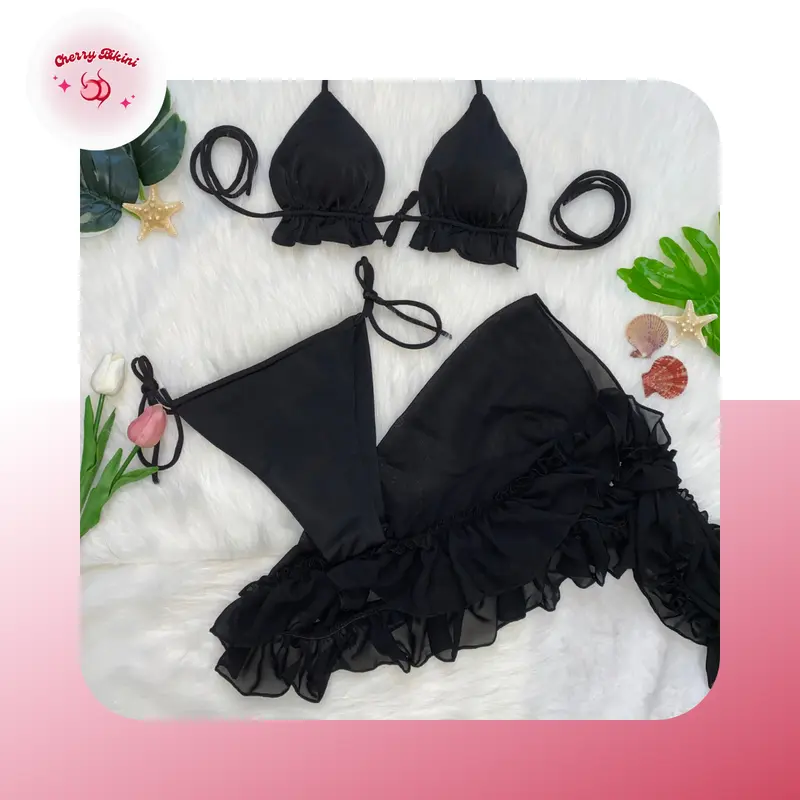Cherry Bikini M303 - Set Đồ Bơi 3 Món (Áo, Quần, Khăn Choàng) - Mẫu Bèo Nhún, Xếp Ly Bikini Sang Đẹp Cho Nữ (5 Màu) 5