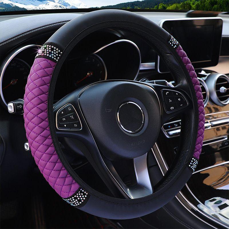 Artificial Rhinestone Car Steering Wheel Cover, Decorative Car Steering Wheel Protector, Car Interior Accessories For Decoration, Pink 0