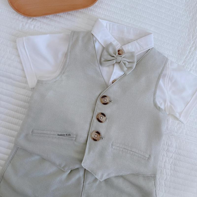 Set vest bé trai bộ đồ yếm vét áo sơ mi trắng gile công tử cho bé thôi nôi đến 1 tuổi đi tiệc hàn quốc Sumin Kids