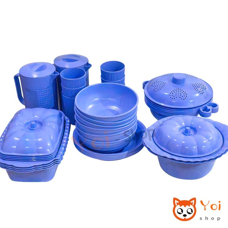 Party Set /Piring Plastik Set 28pcs/ Piring 6pcs Mangkok 6pcs Basi Segi 4pcs 6