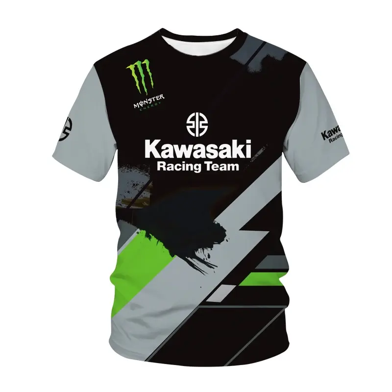 Kemeja-T Kawasaki Motorcycle GP Racing Top Fox, Cepat Kering, Lengan Pendek, Sesuai untuk Musim Panas dan Berbasikal Luaran, Sukan Dewasa Lelaki Sport Baju