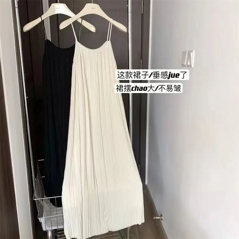 Váy Hai Dây Cao Cấp Phong Cách Hàn Quốc Thanh Lịch, Xếp Ly Đơn Giản Và Dễ Phối Đồ Hàng Mới Về Mùa Hè 2024 Nữ Women 4