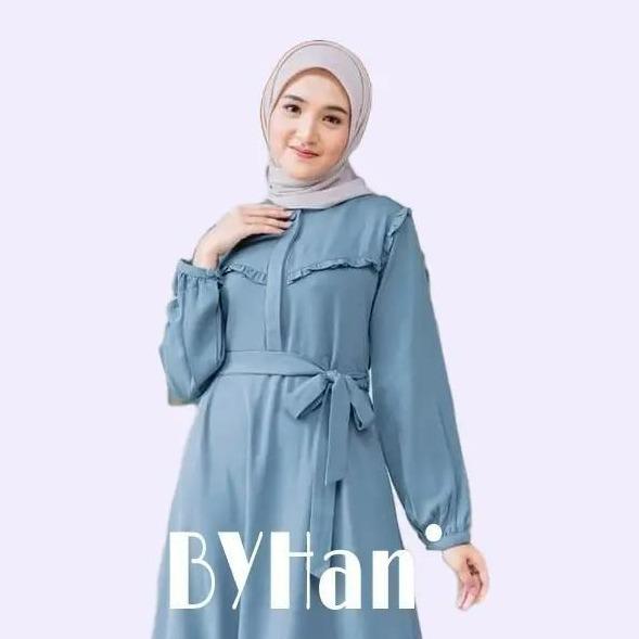 Gamis lebaran 2024 bahan crinkle airflow dress hitam viral ukuran S M L XL XXL 8