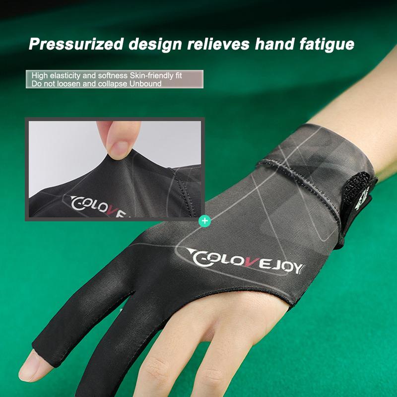Product Introduction of Open Finger Billiard Gloves Breathable Polyester Snooker Sport Glove Adjustable Sticker Smooth Soft Lightweight Amateur Training 26