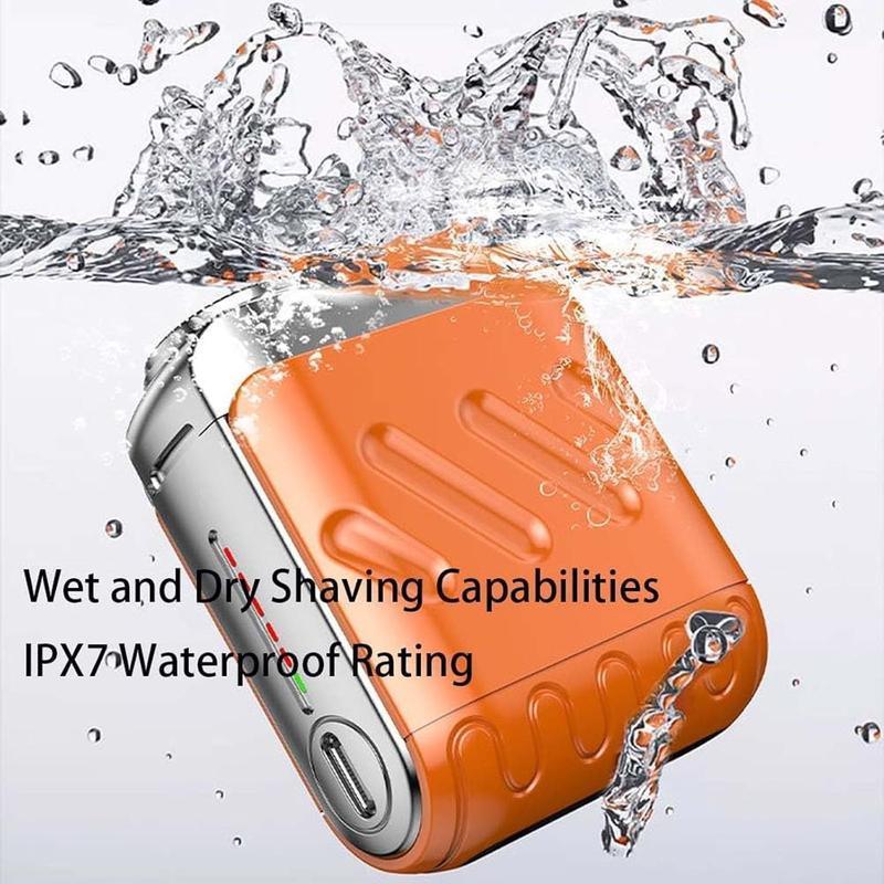 Product Introduction of Waterproof Electric Razor, 1 Box Portable Mini Electric Razor with Double Ring Blades, Wet and Dry Electric Shaver, Men's Grooming Tools, Comfort 3