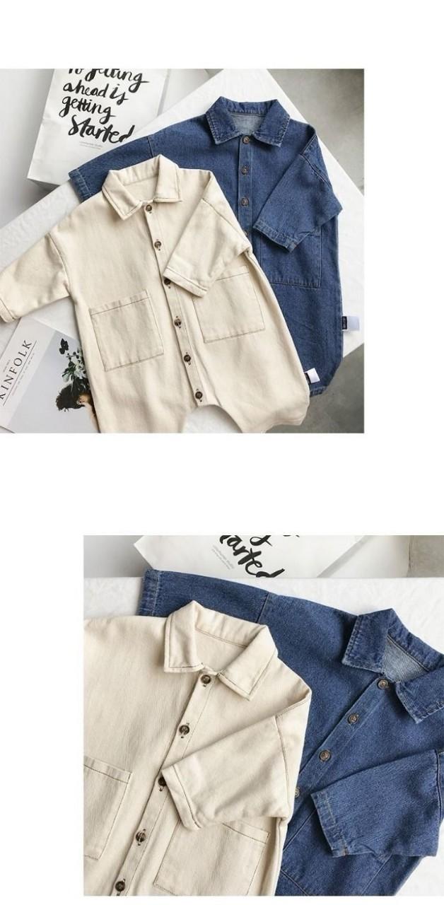 Product Introduction of Áo Jumpsuit Quần Denim, Cho Trẻ Sơ Sinh Và Trẻ Mới Biết Đi, Phong Cách Mùa Xuân Và Mùa Thu, Dài Tay, Phong Cách Bảo Hộ Lao Động Áo Liền Quần Denim, Thích Hợp Cho Bé Em Tập Bò, Cho Bé Trai Và Bé Gái, Xu Hướng Denim 5
