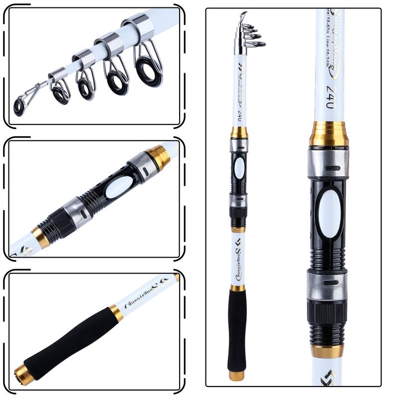 Product Introduction of Sougayilang Rod memancing berputar dan reel set 5.9ft/6.9ft/7.9ft Rod memancing teleskopik dan 6BB 5.2:1 Ratio memancing berputar reel memancing dengan garis memancing 500m Ikan Roda 16