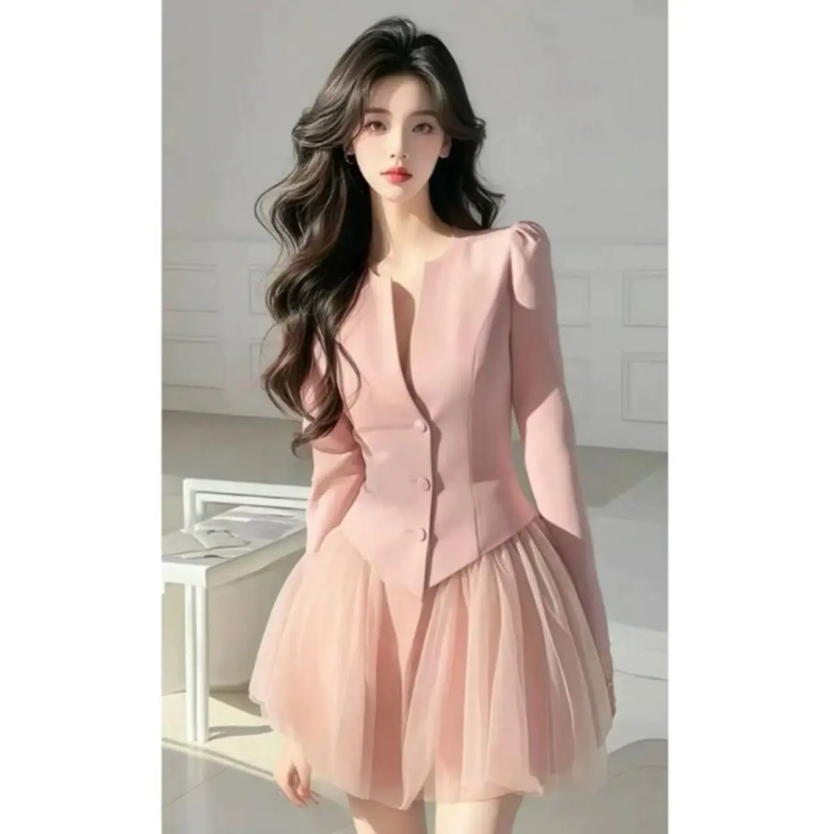 Bộ Hai Mảnh Áo Cardigan Và Váy Lưới, Phong Cách Pháp, Eo Thắt Lưng Thanh Lịch, Dành Cho Nữ, Bộ Sưu Tập Mới Mùa Xuân, Bán Chạy