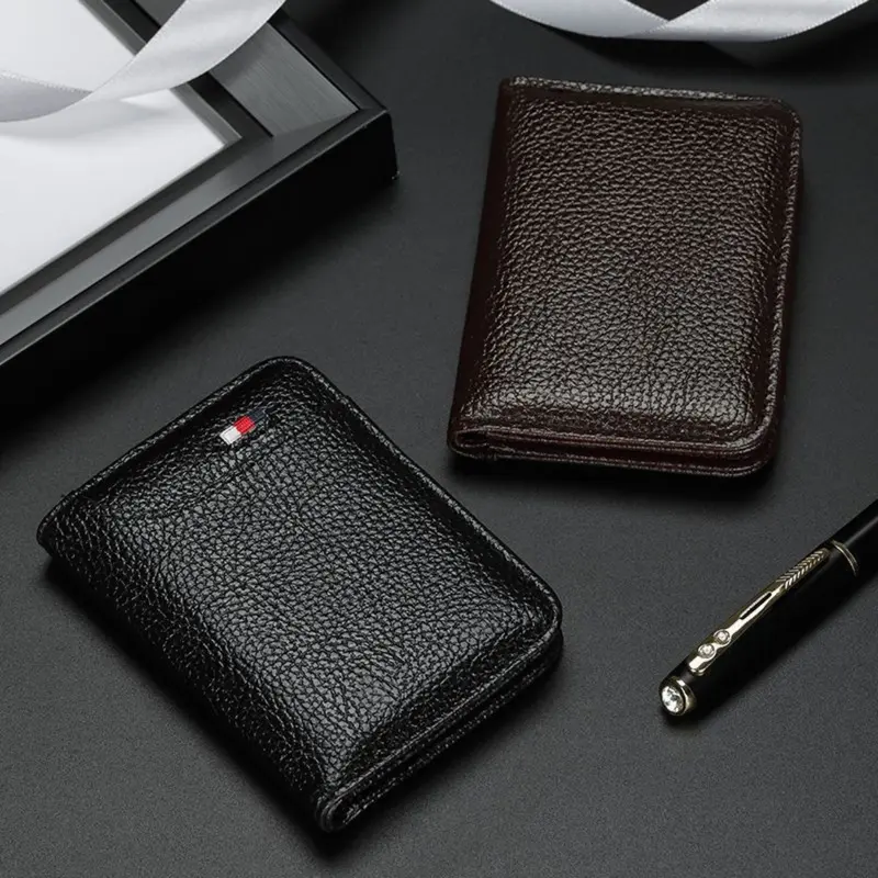 Men's Card Holder Thin Mini Wallet Card Storage Bag Unisex Exquisite Pu Coin Purse 5