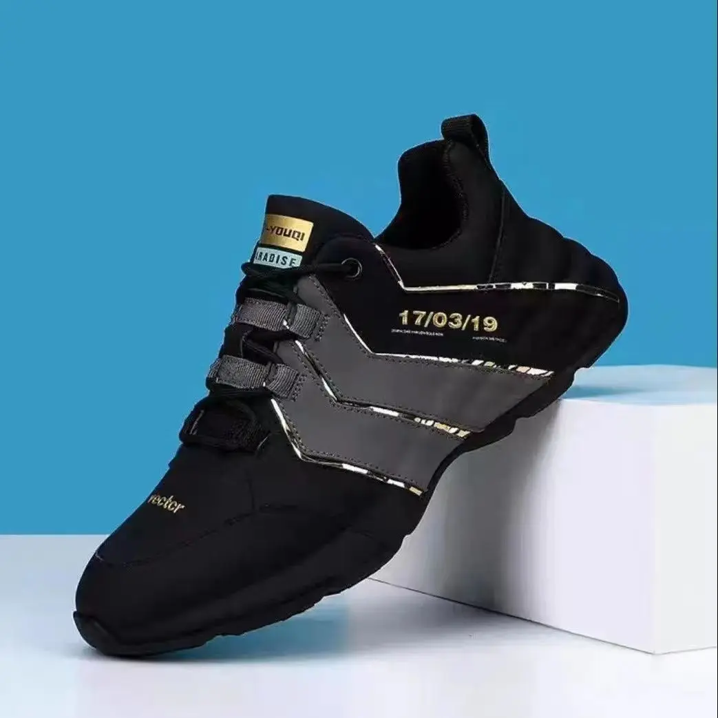 Sport Sneaker Giày Chạy Bộ Đế Bằng Màu Đen Cho Nam, Giày Giày Thể Thao Chạy Bộ, Giày Đi Học Chính Hãng