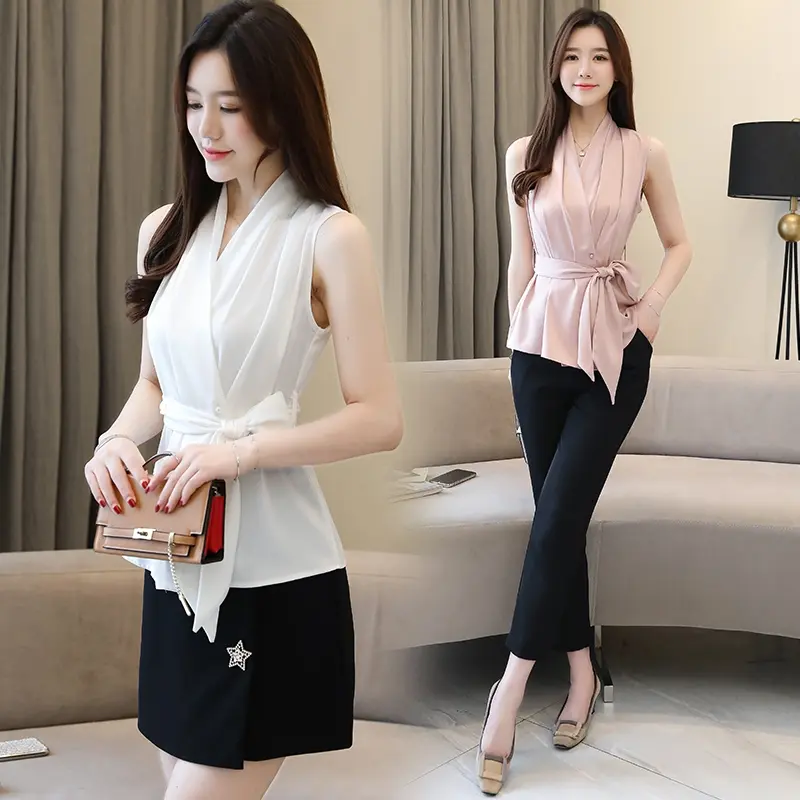 Áo kiểu nữ sát nách thắt eo che khuyết điểm thời trang Taman, chất vải thoáng mát, màu sắc tươi sáng sang trọng AP0070