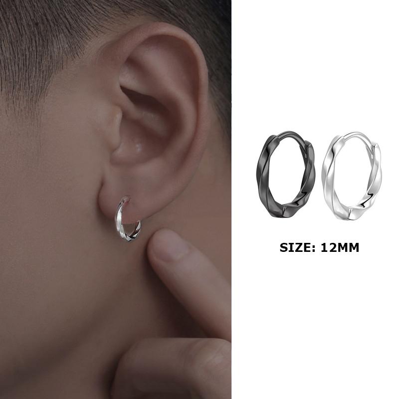 Khuyên tai tròn xoắn mobius, bông tai nam nữ titan thời trang cá tính (1 chiếc)