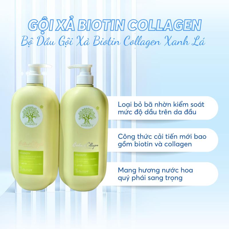 [ Chính hãng] Phiên Bản 2024 Dầu Gội Xả Biotin Collagen Xanh Lá Kiềm Dầu Dưỡng Tóc - 500ml/1000ml