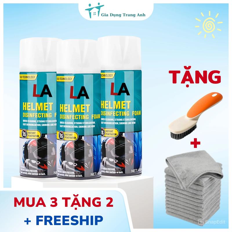 COMBO 3 Chai Xịt Bọt Vệ Sinh Khử Mùi Mũ Bảo Hiểm Giặt Khô Làm Sạch Mũ Bảo Hiểm Khử Trùng 99% Vi Khuẩn -  Vệ Sinh Mũ Bảo Hiểm