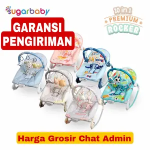 Rocking Bouncer 10 in 1 Premium bouncer ayunan SUGAR BABY Bayi Blue Chair Grey  Pink Green