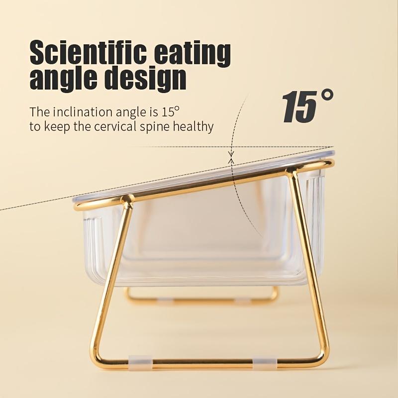Transparent Three-dimensional Design Double  Bowls For Easy Feeding And Hydration - Ideal Pet Supplies camera collar pet slow feeder raised bowl cat water fountain dog walking hands free 3